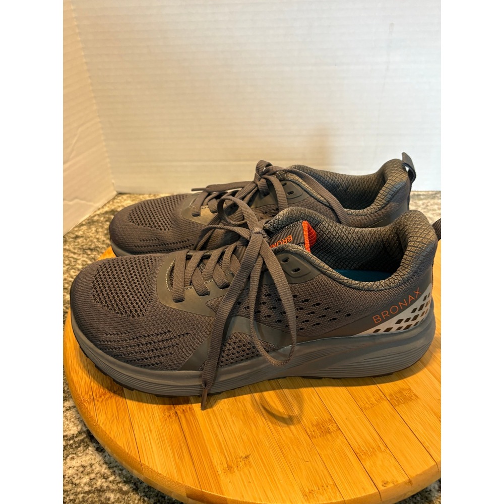 Bronax Mens Road Running Shoes Grey Orange Mesh Athletic Sneakers Size EU 42 - Picture 2 of 9